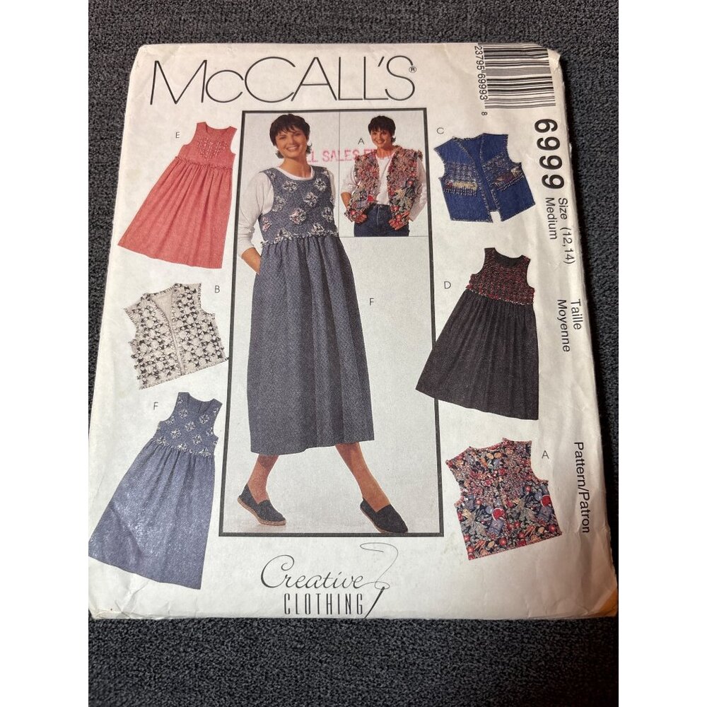 McCalls 6999 Creative Clothing Sewing Pattern Medium Size 12-14 Dress & Vests 19